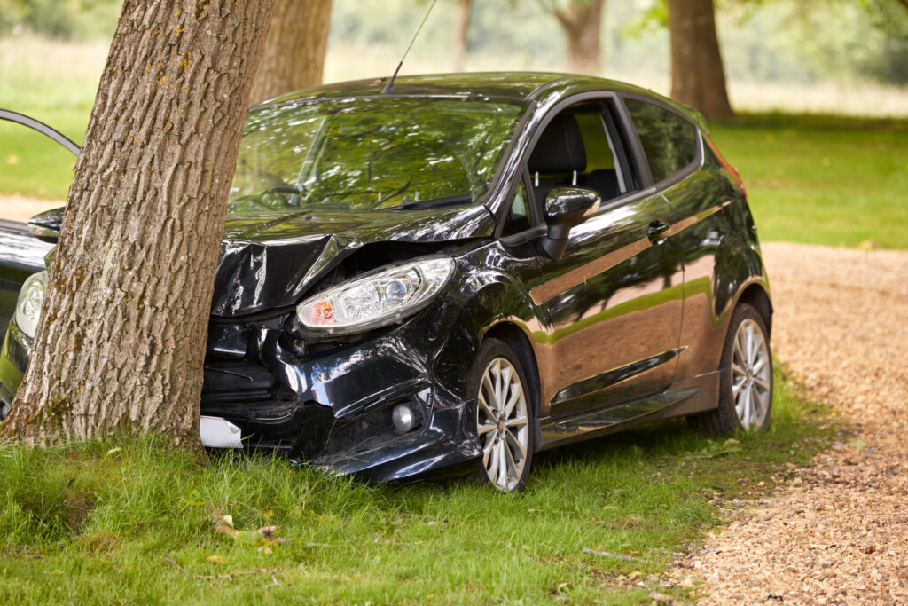 Car accident scene representing breakdown and car insurance coverage